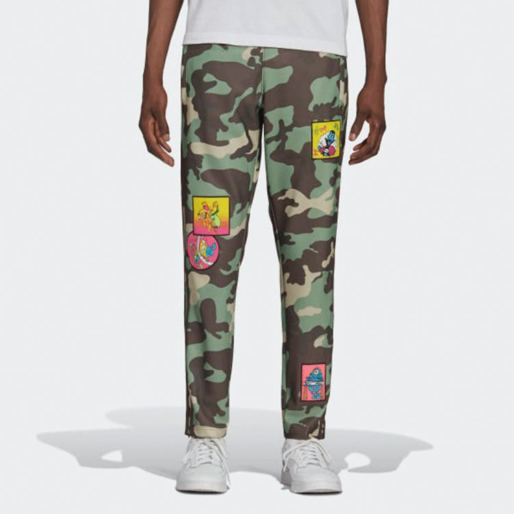 Men's adidas originals x JEREMY SCOTT Crossover Camouflage Sports Pants/Trousers/Joggers Green H53372
