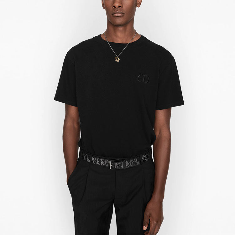 DIOR CD Icon Logo Embroidered Short-Sleeved Black 013J600A0589-C989
