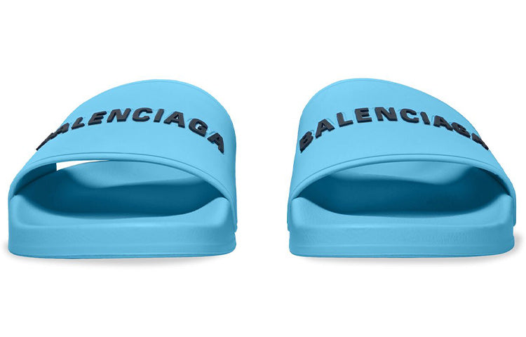 Balenciaga Pool Slides 'Light Blue and Black Rubber' 565826W1S804001
