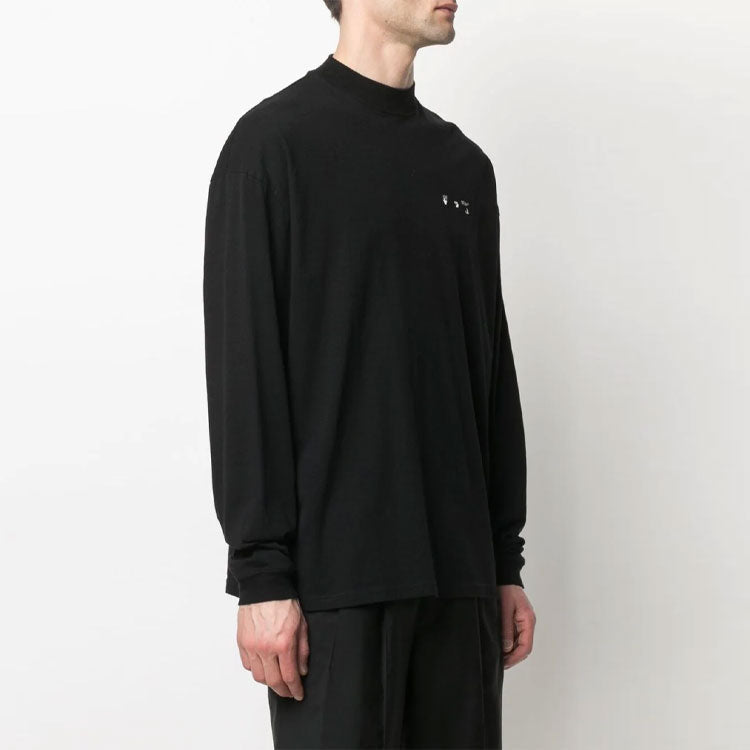 Off-White SS21 Logo Long Sleeves Round Neck Loose Fit Black OMAB032S21JER0021001