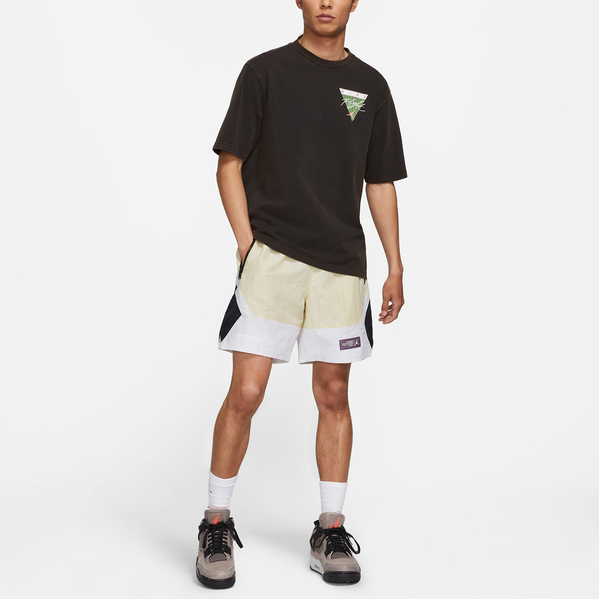 Men's Air Jordan Flight Essentials Washed Basketball Sports Printing Round Neck Short Sleeve Black T-Shirt CZ8064-010