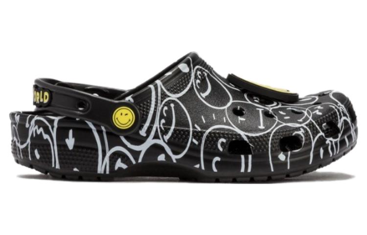 (WMNS) Crocs Smiley World Classic Clogs 'Black White Yellow' 873137