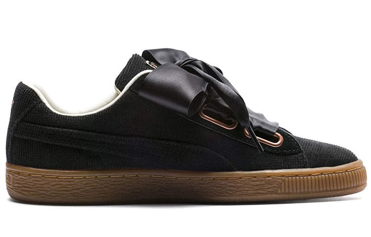 (WMNS) PUMA Basket Heart Corduroy 'Black Brown' 366729-04