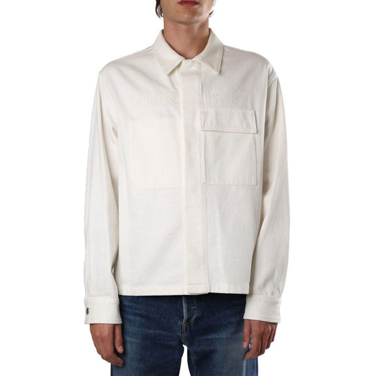 DIOR 1947 Alphabet Logo Embroidered Shirt Jacket For Men White 013D488C240X-C081