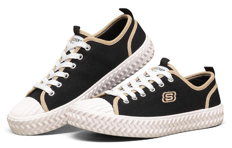 (WMNS) Skechers Street Trax Low-Top Canvas Shoes Black 155382-BLK