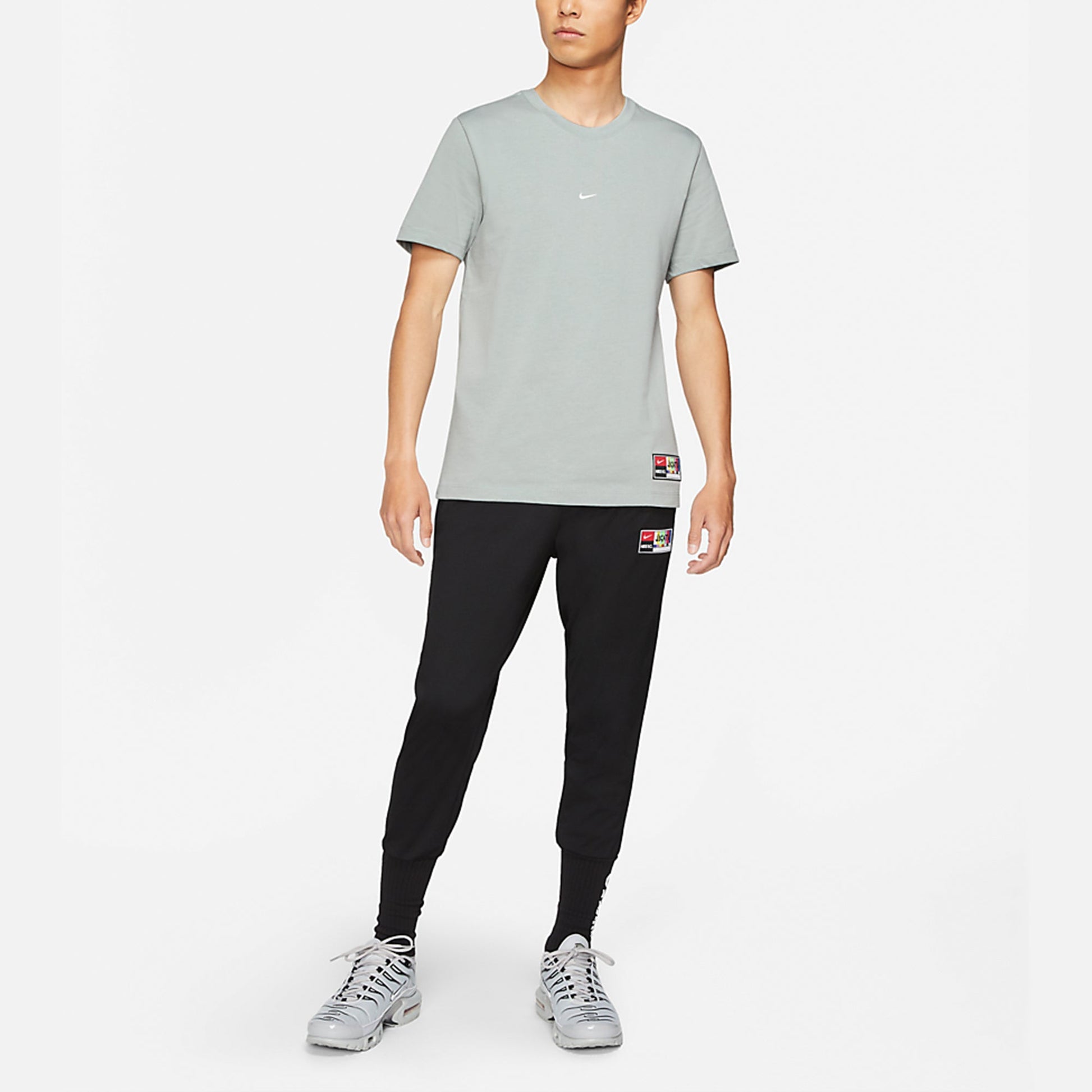 Nike Fc Tee Seasonal Grph H Back Large Logo Printing Sports Round Neck Short Sleeve Gray DH3703-019