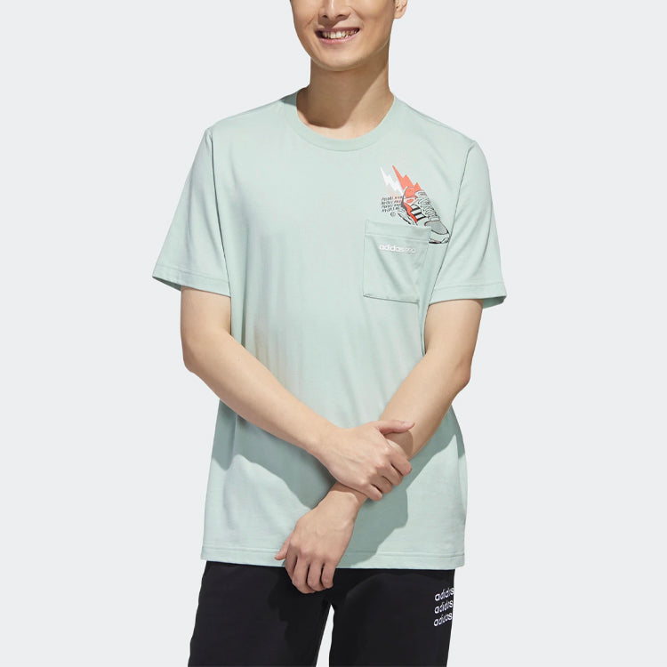 adidas neo Cartoon Printing Round Neck Casual Sports Short Sleeve Green GJ8888