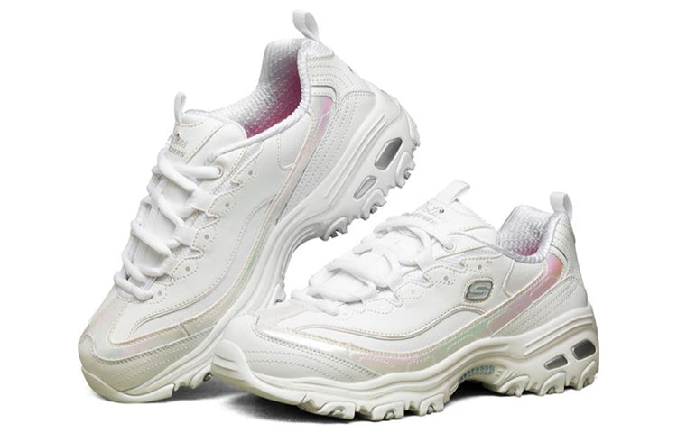 (WMNS) Skechers D'lites 1.0 Running Shoes White/Pink 149242-WHT