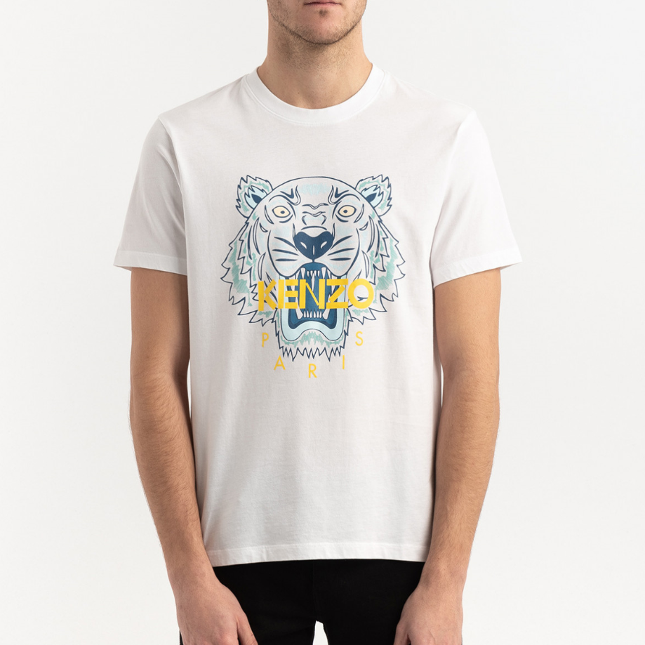 KENZO Tiger Tiger Print Short-sleeved Men's White FA55TS0504YA-01