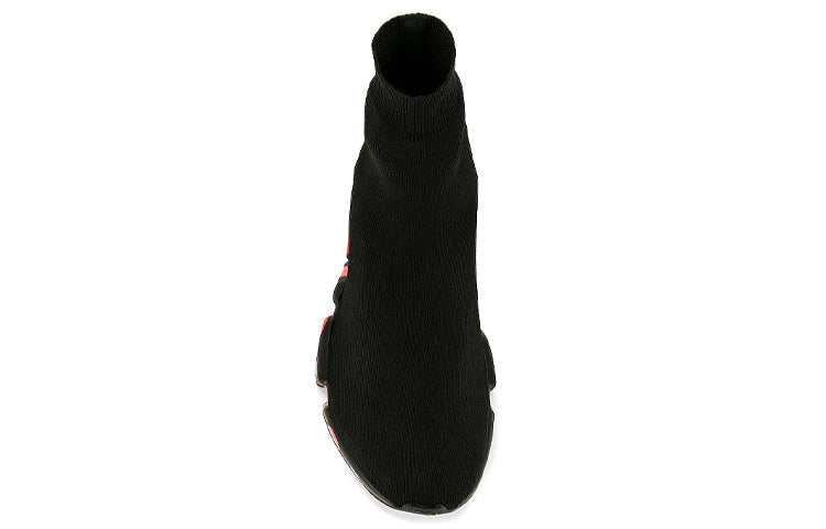 Balenciaga Speed 2.0 Sneakers 'Black Knit with Red Graffiti and Black Sole Unit' 645334W2DBY1016