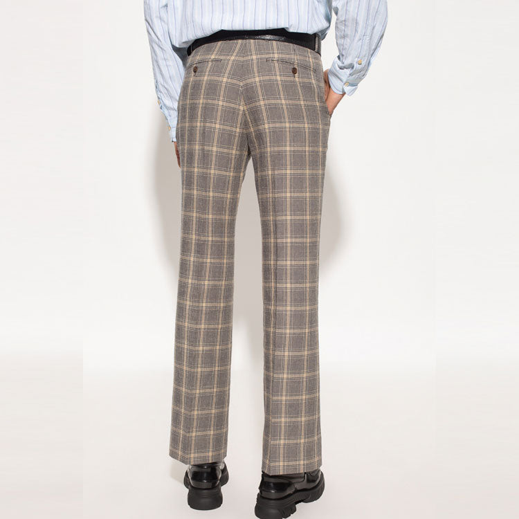 Gucci Checkered Linen Tailored Pants 'Grey' 672087-ZAILW-1136