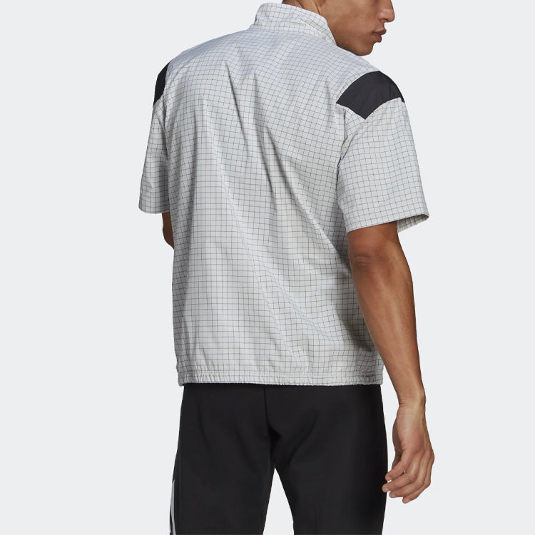 adidas M Primeblue Tee Contrasting Colors Half Zipper Sports Stylish Short Sleeve White GP8655