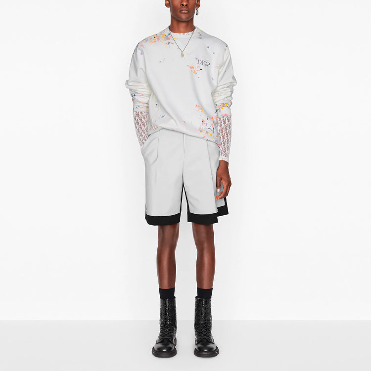 DIOR SS21 Painting Print Logo Oversized Sweater For Men Grey 183J687A0531-C089