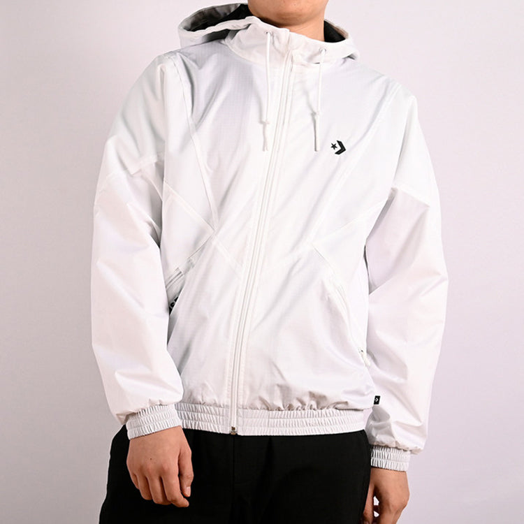 Converse hooded Drawstring Zipper Pocket Jacket White 10019993-A03