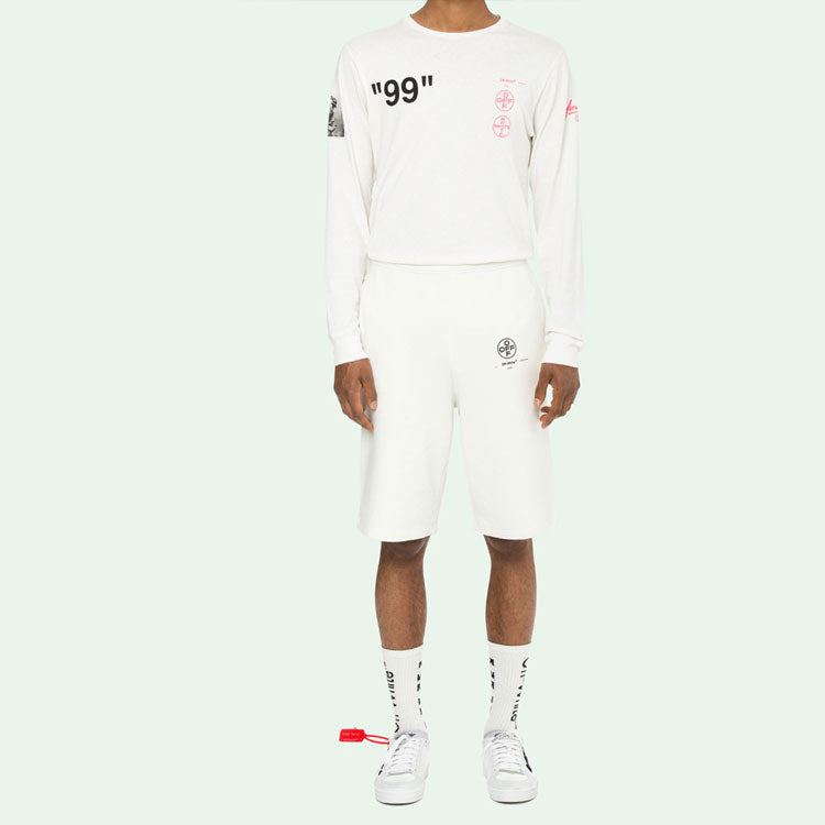 Off-White c/o virgil abloh For Men's White Diag Stencil Sweatshorts White/Pink OMCI006R190030150228