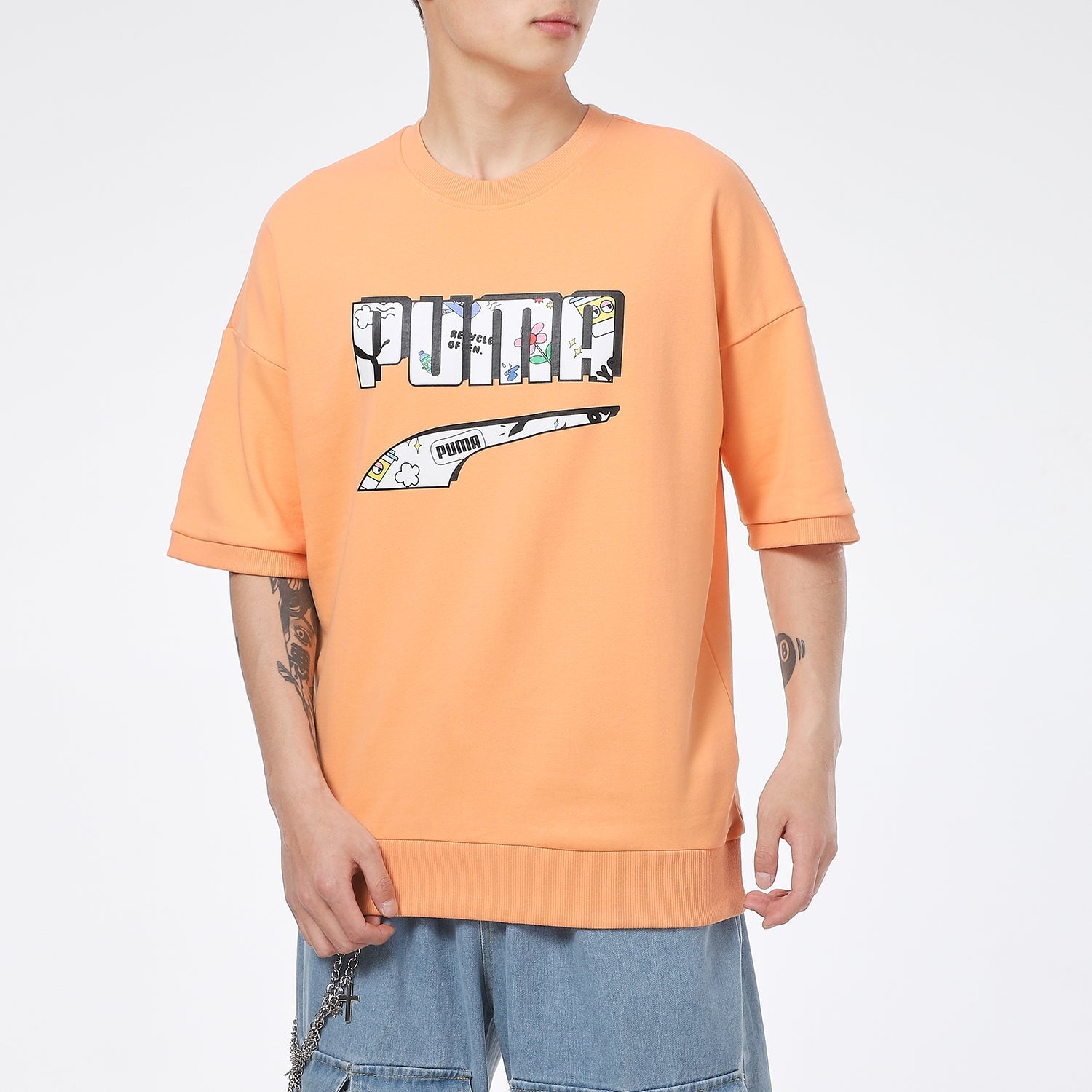 PUMA Logo Essentials T-Shirt 'Orange White' 532041-36