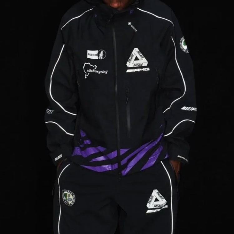 PALACE SS21 x AMG Crossover Gore-Tex Jacket Black Logo Micro Mark Tiger Stripes Hooded Jacket P20AMGGT001