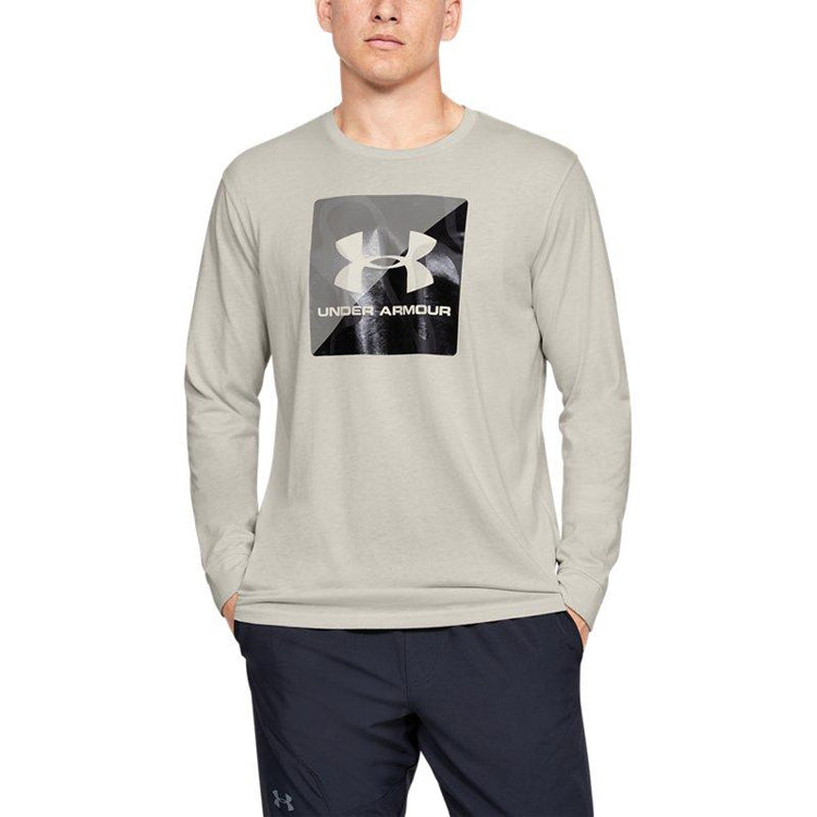 Men's Under Armour Half Logo Training Sports Long Sleeves T-shirt White 1351624-110