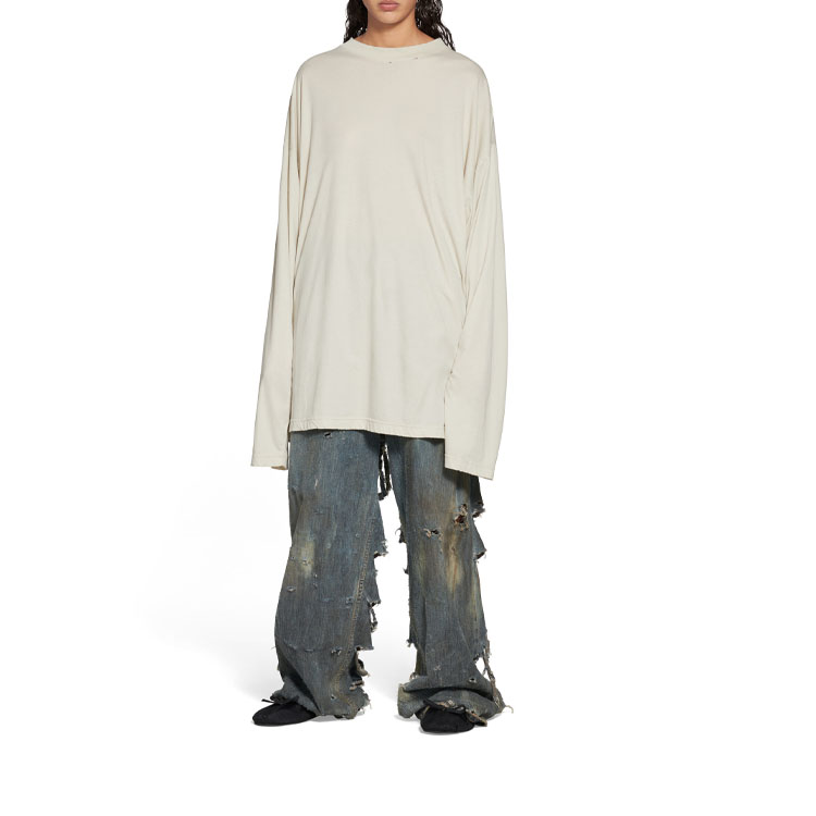 Balenciaga Long Sleeve T-shirt Oversized 'Off White' 739783TOVF49199