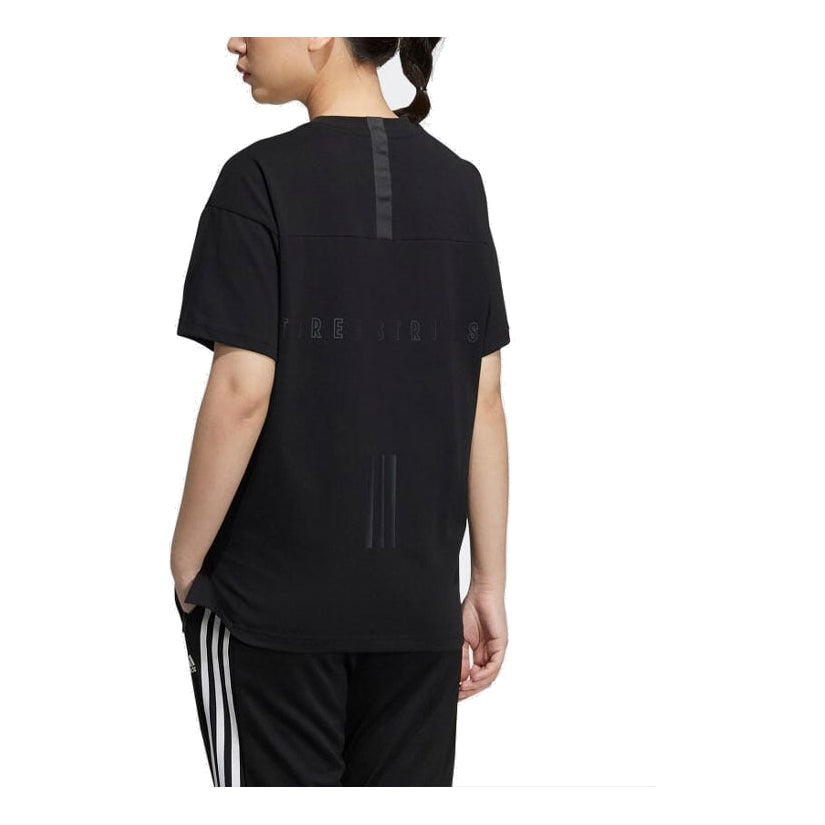 (WMNS) adidas Wording Loose Fit T-Shirt Asia Sizing 'Black' HC2547