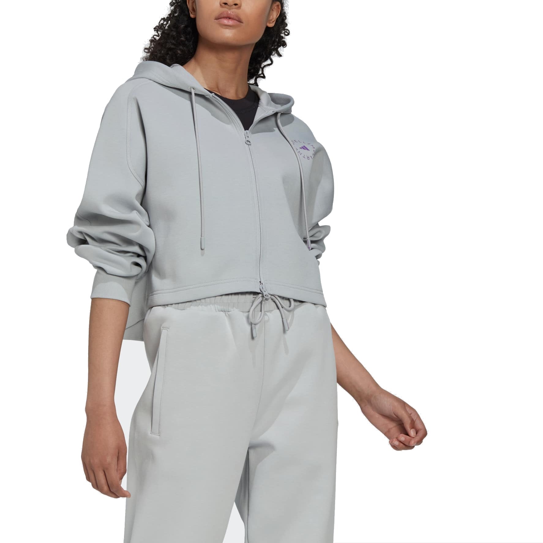 (WMNS) adidas by Stella McCartney Cropped Hooded Jacket Asia Sizing 'Grey' HI6063