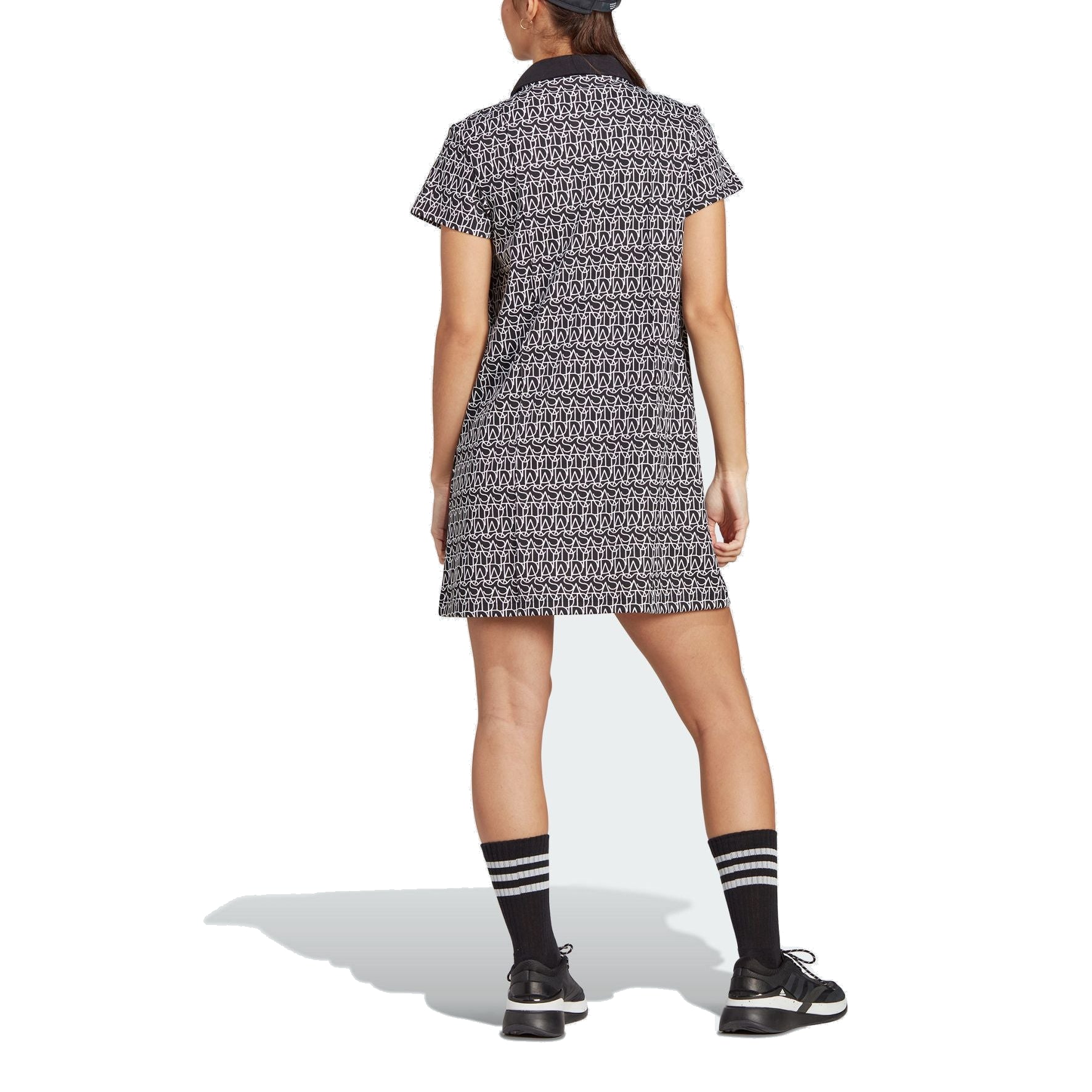 (WMNS) adidas Allover adidas Graphic Polo Dress Asia Sizing 'Black' IC5707