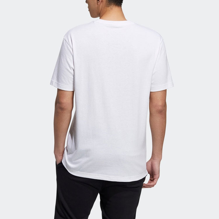 adidas neo Embroidered Logo Solid Color Sports Round Neck Short Sleeve White H14209
