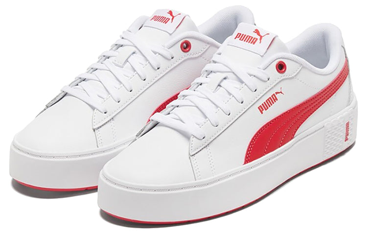(WMNS) PUMA Smash Platform V2 'White Poppy Red' 373035-06