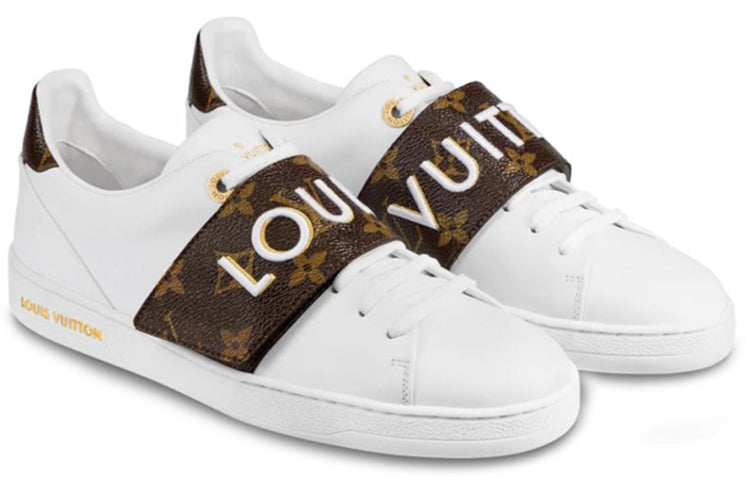 (WMNS) LOUIS VUITTON Frontrow Calfskin Rubber Sneakers White/Brown 1A4VSU