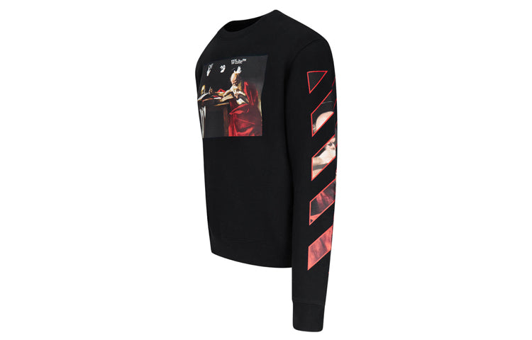 Off-White Caravaggio Slim Crewneck 'Black/Red' OMBA025R21FLE0051025
