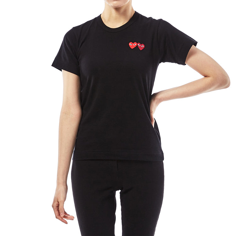 (WMNS) COMME des GARCONS PLAY Double Hearts Tee 'Black' AZ-T225-051-1