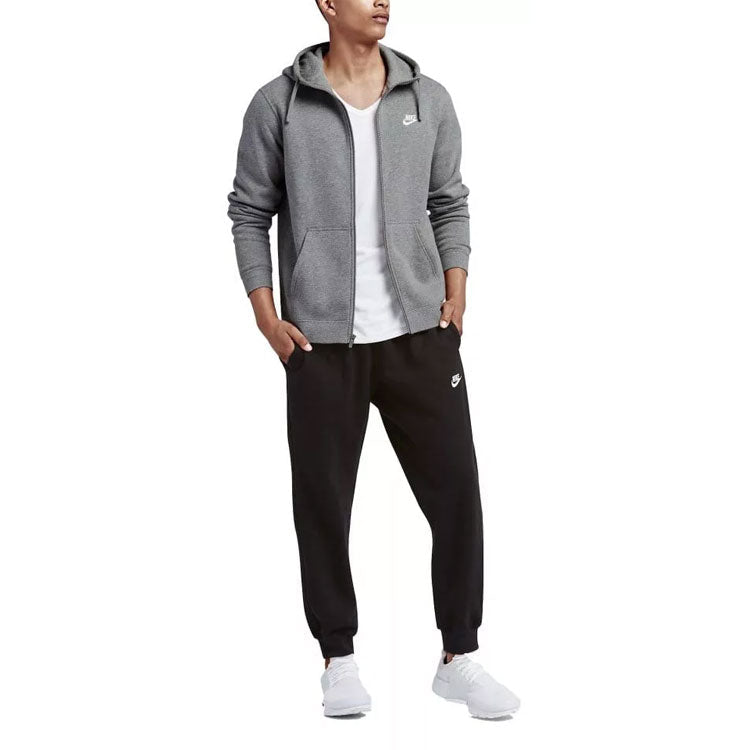Nike Logo Embroidered Fleece Lined Hooded Jacket Gray 804389-063