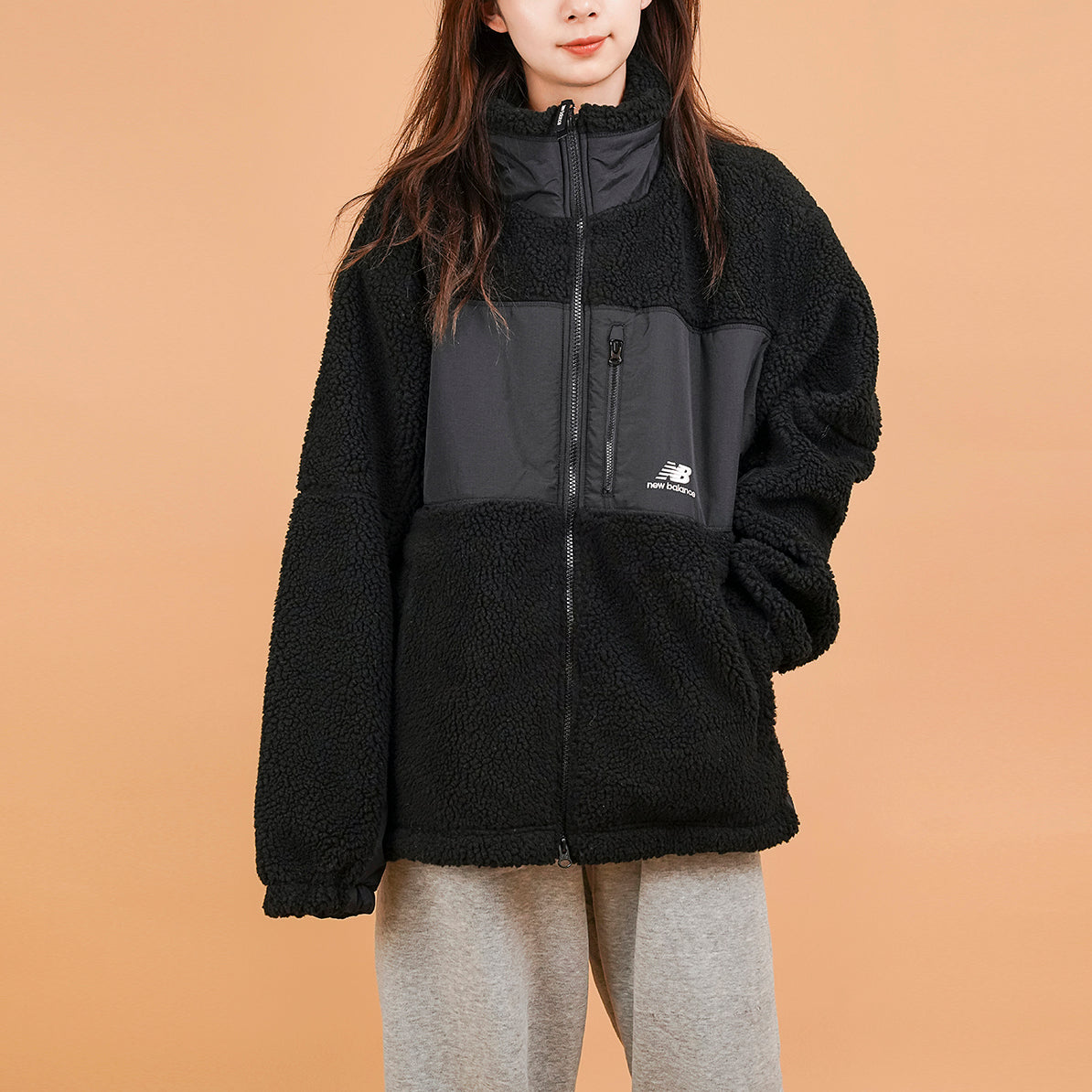New Balance Lifestyle Cotton Warm Jacket Asia Sizing 'Black Grey' MDA35013-BK