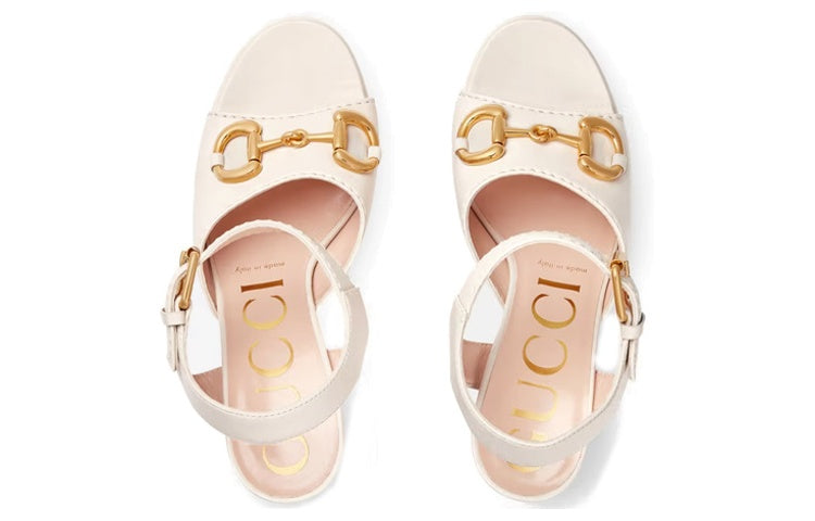 (WMNS) Gucci Ankle-Strapped Platform Sandals with Horsebit 'White' 674776-BKO00-9049