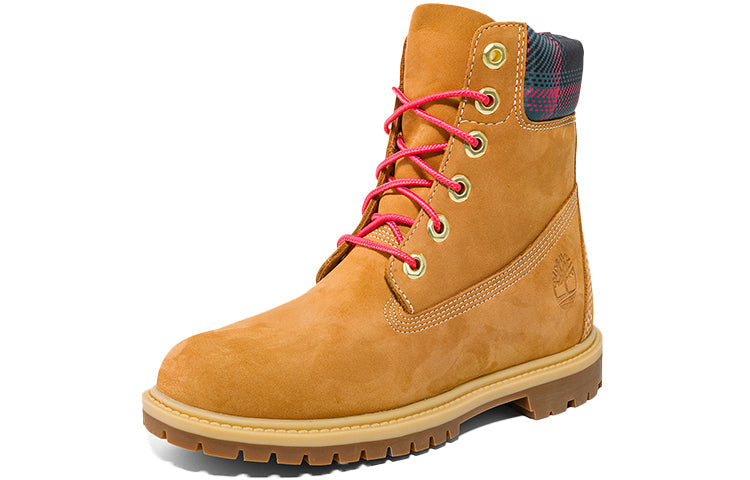 (WMNS) Timberland Heritage 6 Inch Waterproof Boots 'Wheat Nubuck with Pink Teal Plaid' A5MC4231