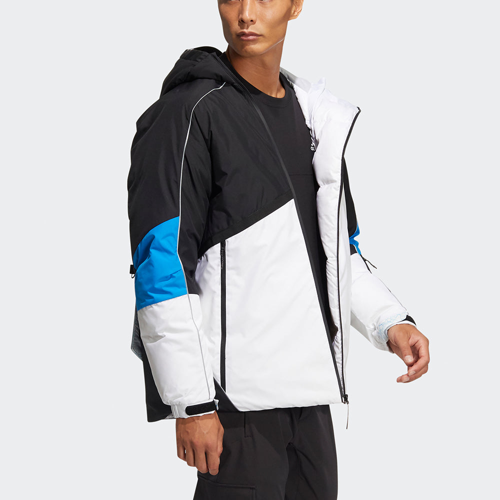adidas Winter Down Jkt Colorblock Splicing Sports hooded With Down Feather Jacket White HC0280