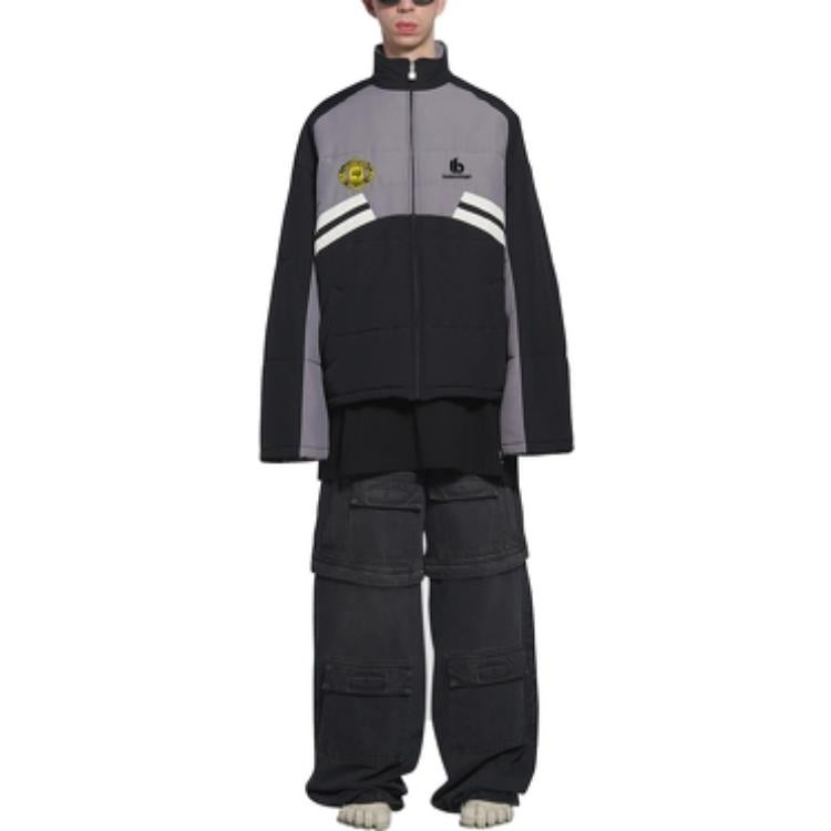 Balenciaga Padded Funnel-Neck Tracksuit Jacket 'Grey Black' 675462-TKO48-1000