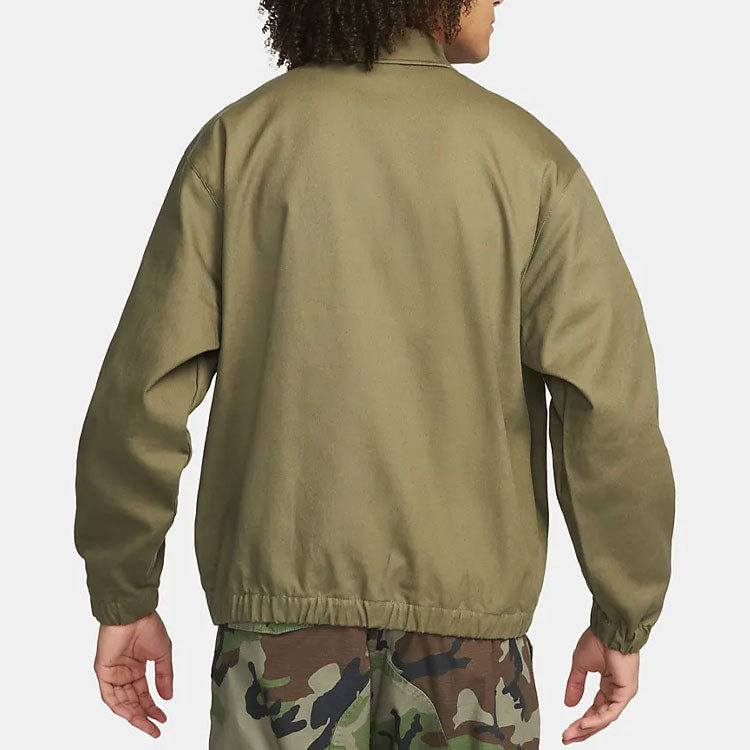 Men's Nike Solid Color Logo Casual Lapel Jacket Green DQ6335-222
