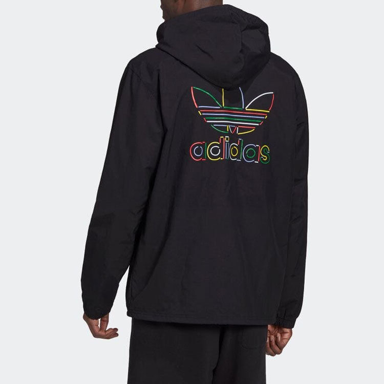 adidas originals x Disney Crossover Half Zipper Pullover Large Logo Cartoon animal Pattern Long Sleeves Jacket Black HF4929