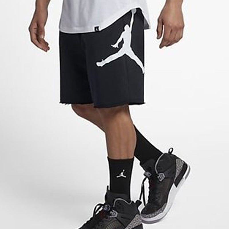 Air Jordan Jumpman Large Logo Printing Sports Knit Shorts Black AQ3116-010