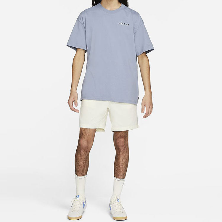 Nike SB Back Printing Skateboard Sports Short Sleeve Gray Blue Grayblue DD1305-493