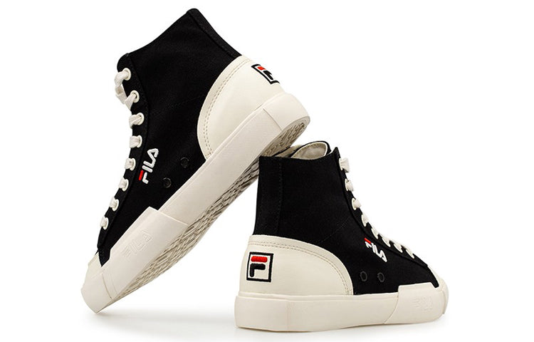 (WMNS) Fila Block High-Top Canvas Shoes Black/White T12W034404FBK