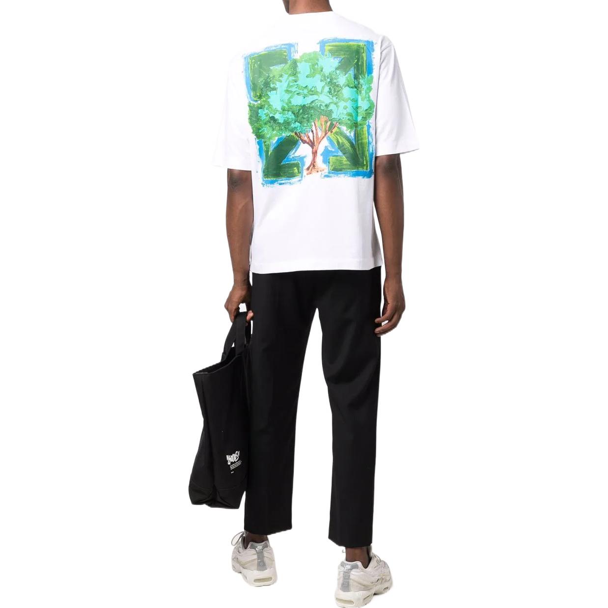 Off-White Large Arrow Pattern Printing Round Neck Short Sleeve White OMAA119F21JER0160184