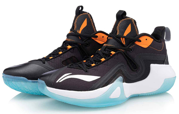 LI-NIng Bad Five Mid-top Basketball Competition Shoes Black/Blue ABPQ045-1