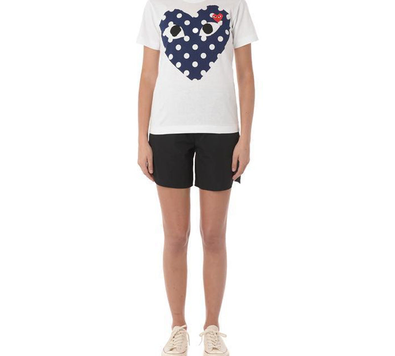 (WMNS) COMME des GARCONS PLAY Polka Dot Logo Tee 'White Navy' AZ-T233-051-1