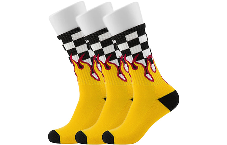 Vans Flame Check Crew Multi Socks 'Yellow Black White' VN0A4TQHZIA