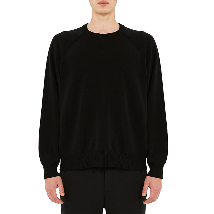Men's Y-3 SS21 Loose Round Neck Long Sleeves Pullover Black GV4214