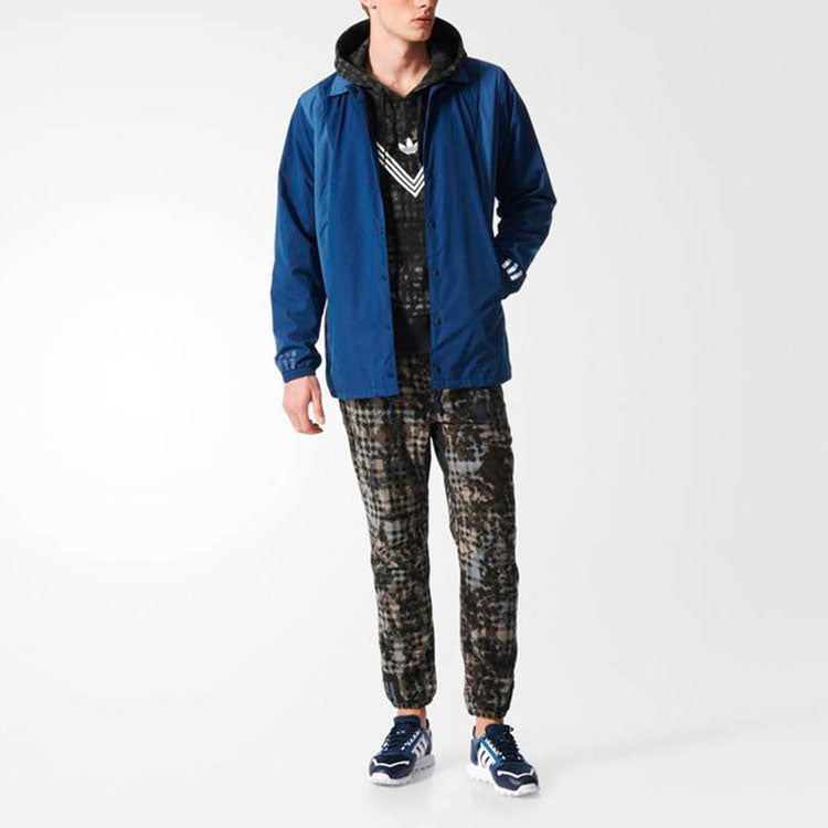 adidas originals x White Mountaineering Crossover Splicing Contrasting Colors Windproof Fleece Lined Sports Jacket Blue AY3115