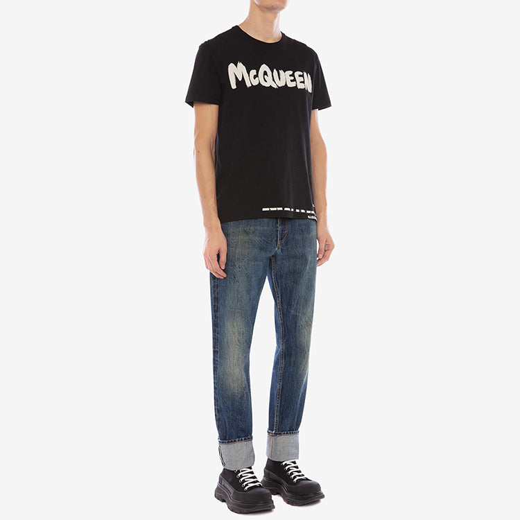 Men's Alexander McQueen Knit Short Sleeve Black 622104QPZ570901
