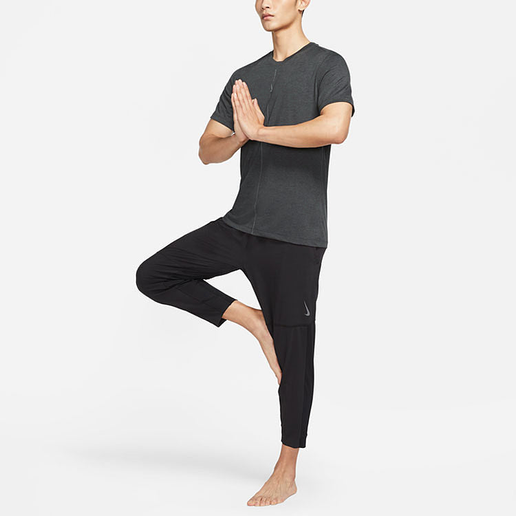 Nike Yoga Dri-FIT Quick Dry Sports Round Neck Short Sleeve Black Gray Blackgray DO0775-010
